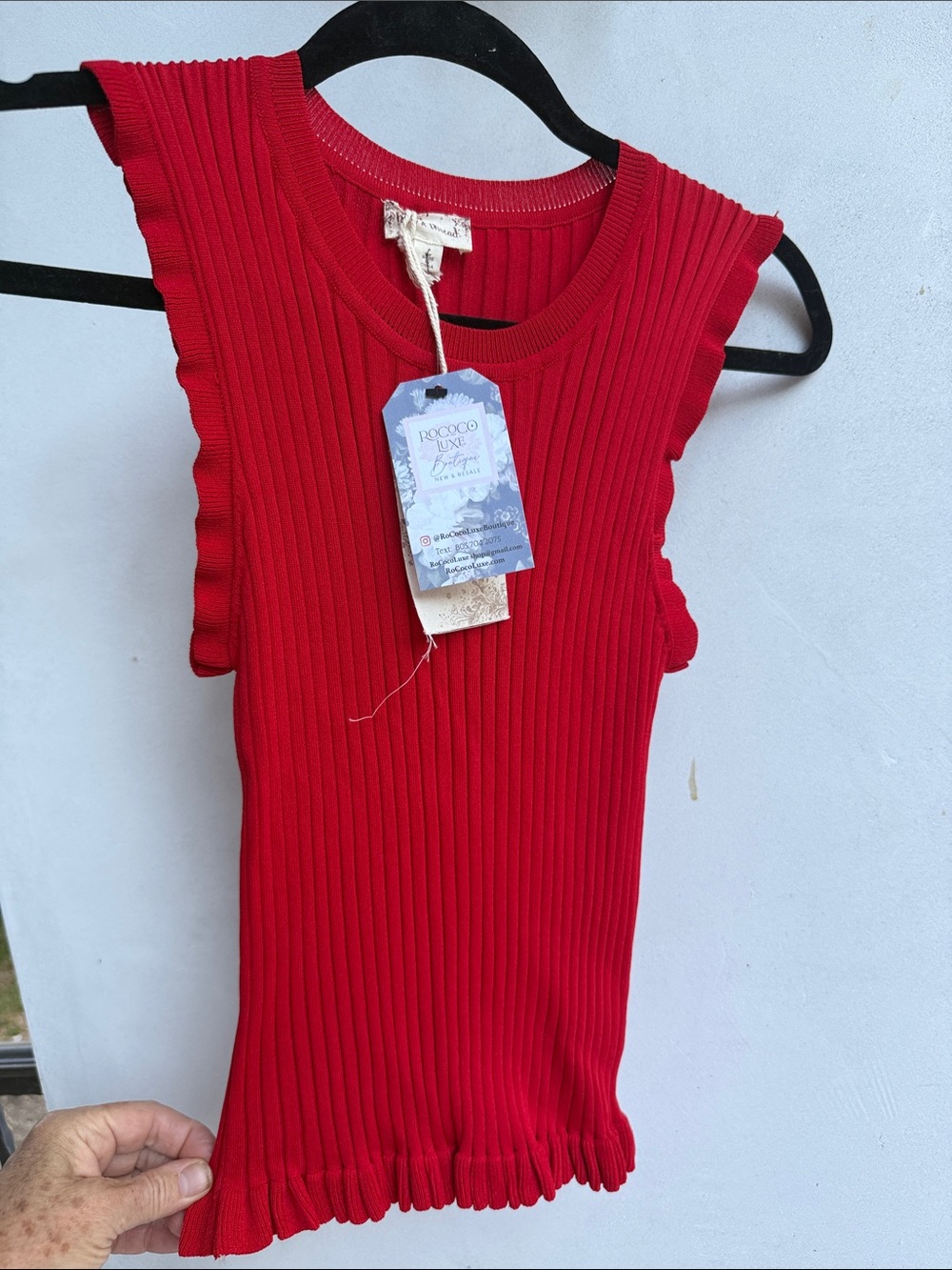 NWT Hem & Thread Top Red Ribbed Sleeveless Knit